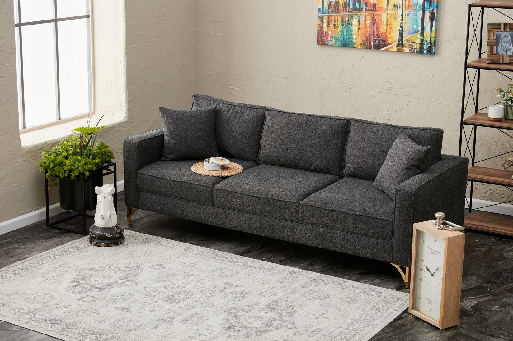 Atelier del Sofa Trosed Berlin 220x83x91cm Antracit-Zlatna