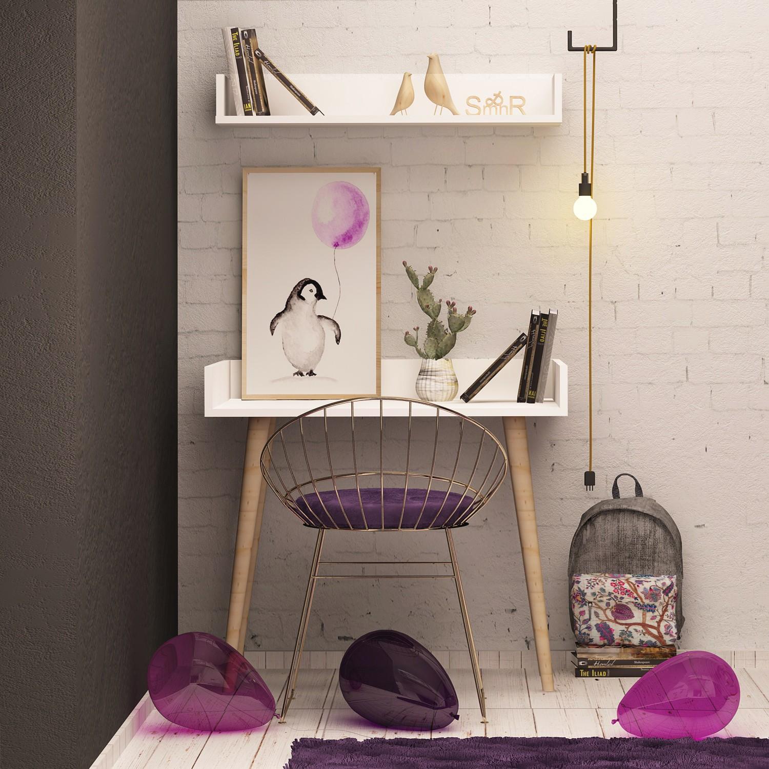 Hanah home Radni sto 90x84x60cm Bijeli