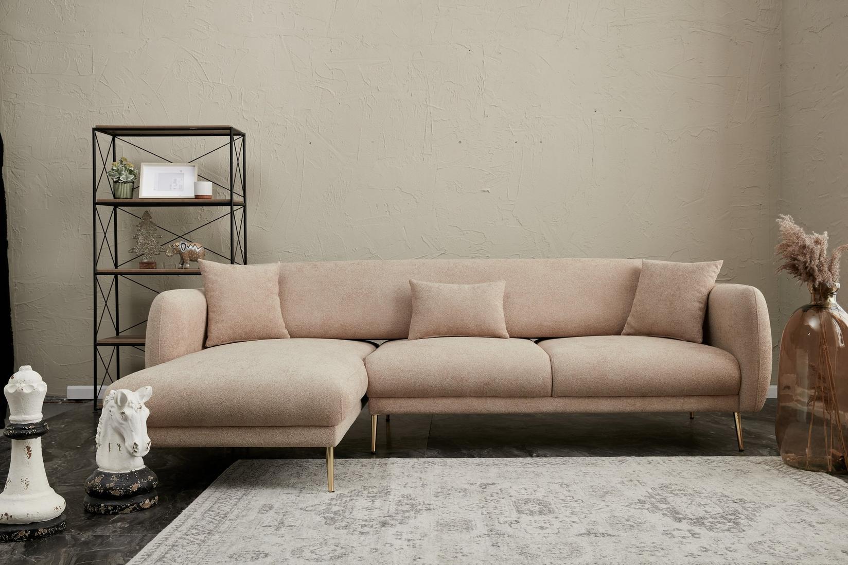 Atelier del Sofa Kutna sofa Simena 266x80x95cm Bež-Zlatna