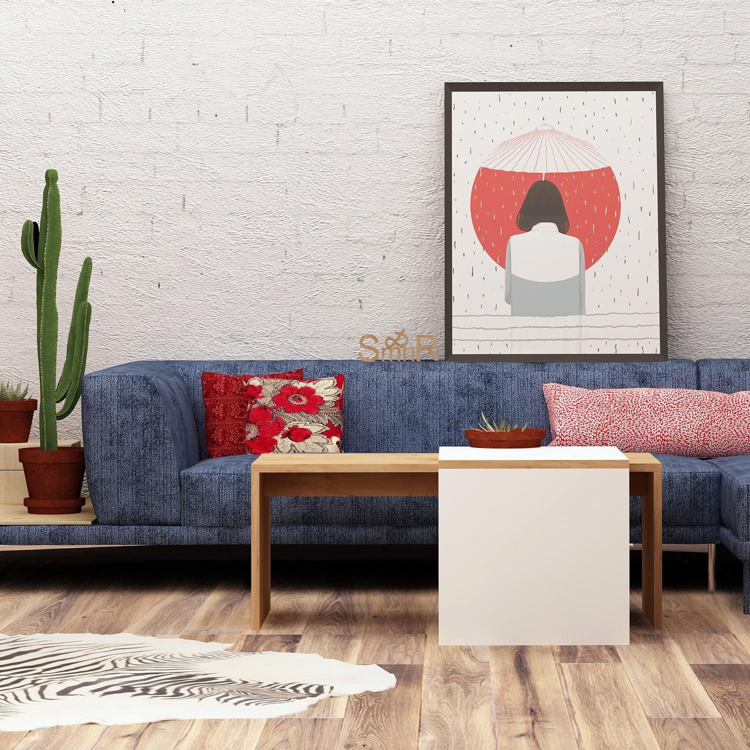 Hanah Home Club sto Nuguso 90x42x40cm Hrast-Bijeli