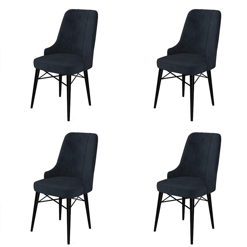 Hanah Home Set od 4 Pare trpezarijske stolice crne boje