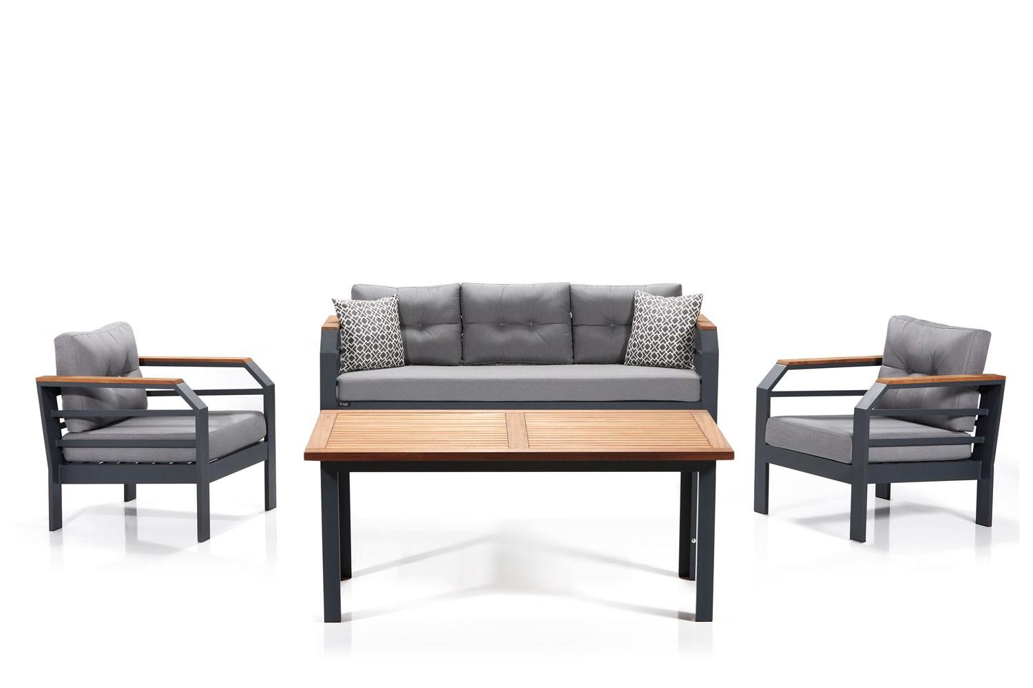 Hanah Home vrtni namještaj 67x197x77cm sivo-crni