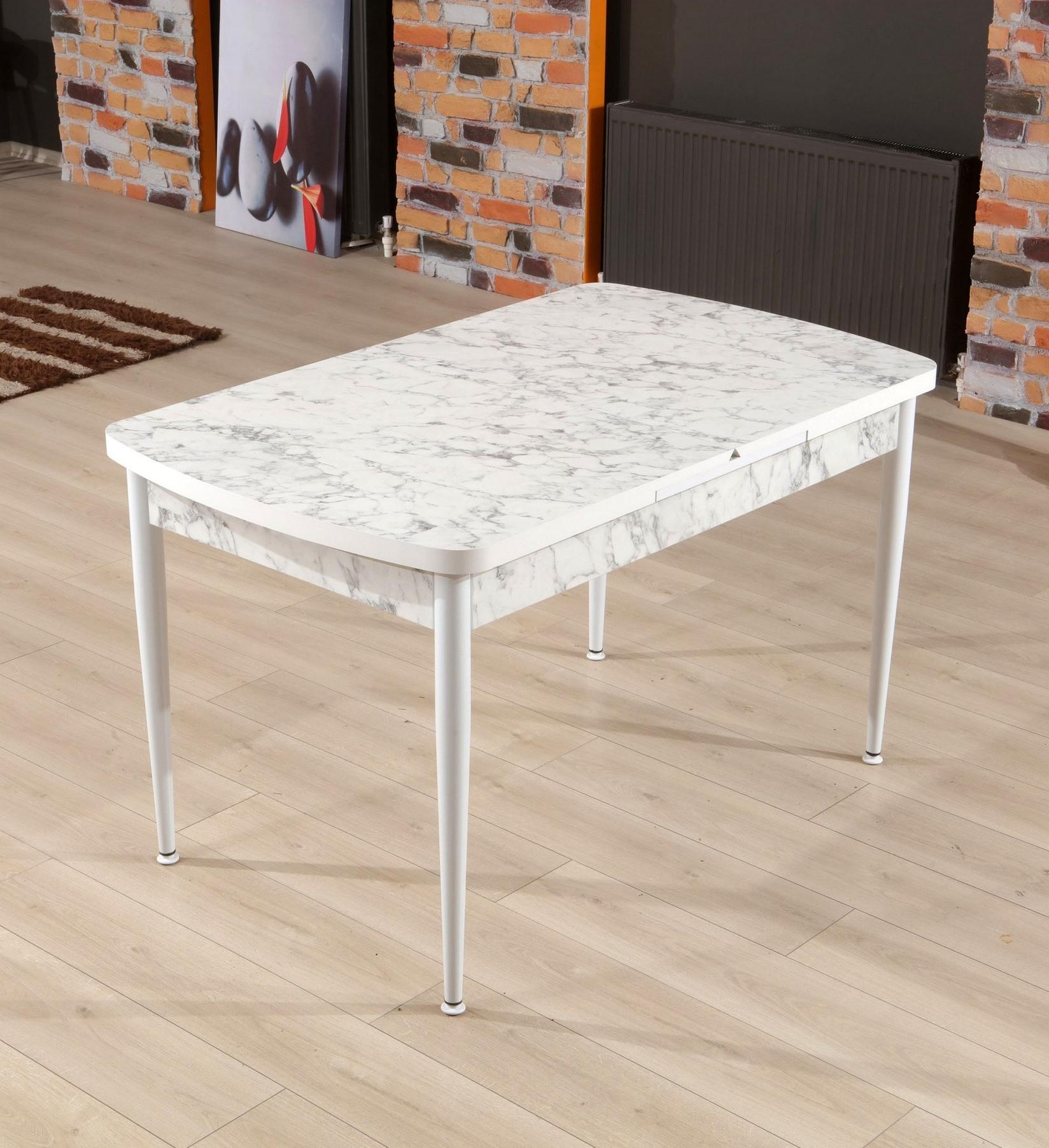 Hanah Home Trpezarijski sto Trend Carrara 132x79x76.5cm Bijelo-sivi
