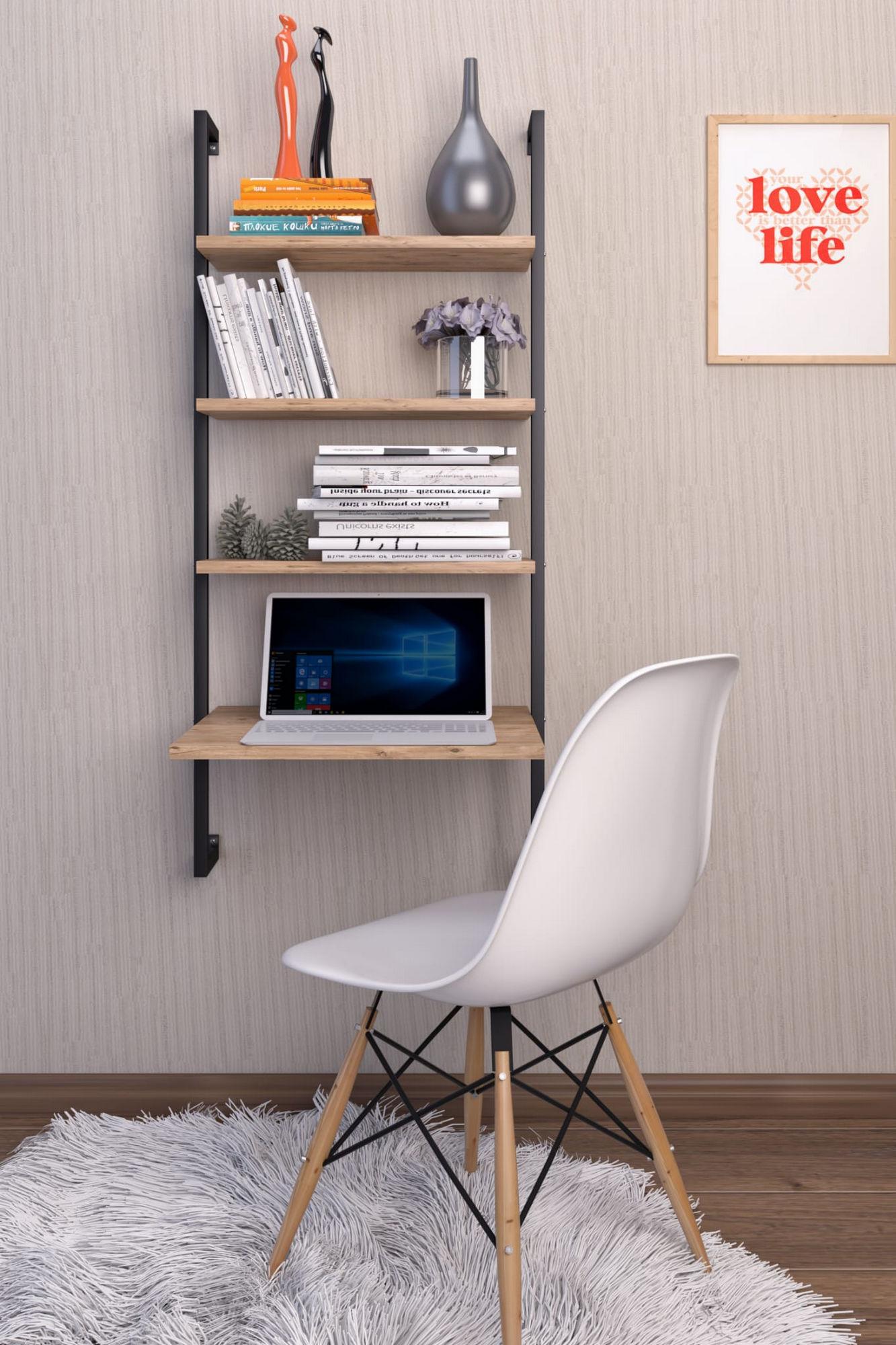 Hanah home Zidna polica Smeđe-crna