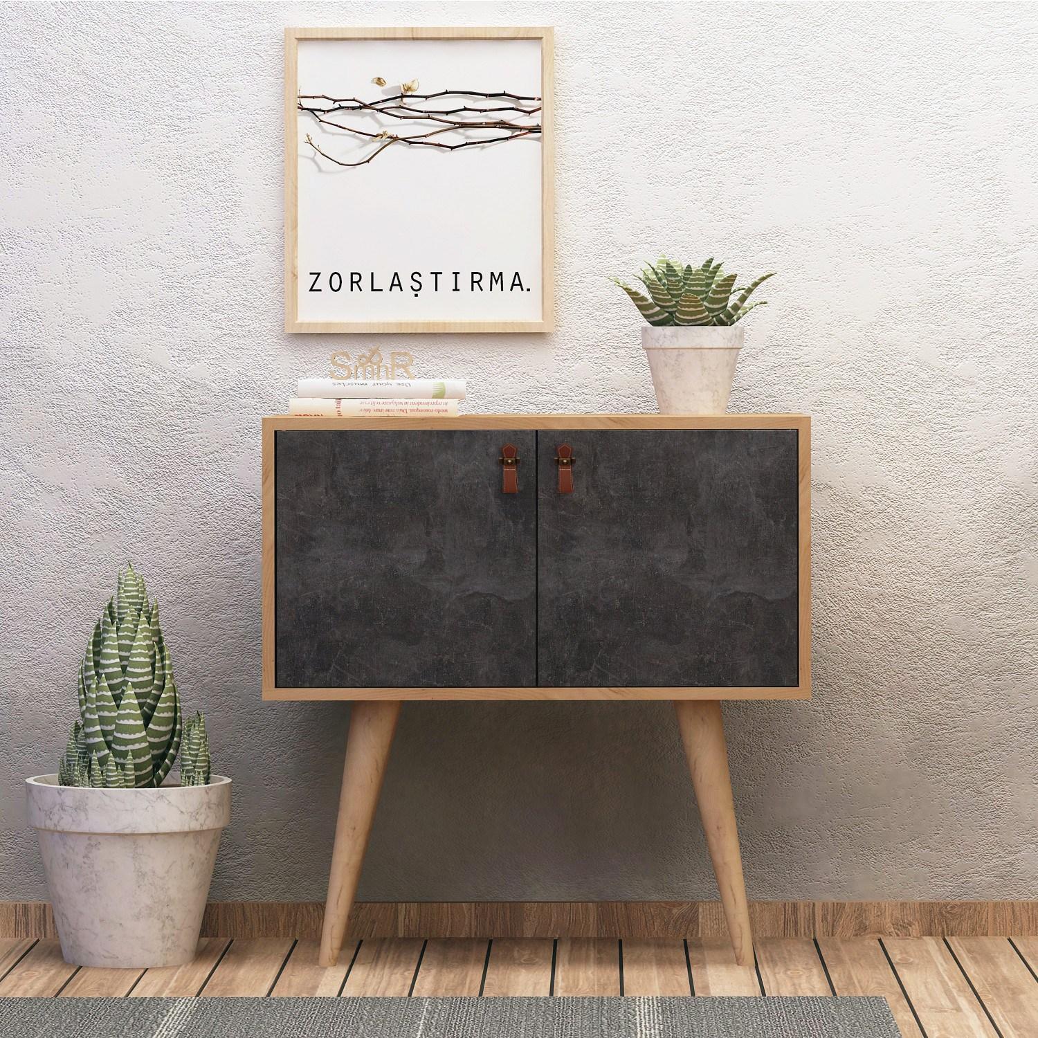 Hanah Home komoda Dencia 80x80x80cm hrast-tamnosiva