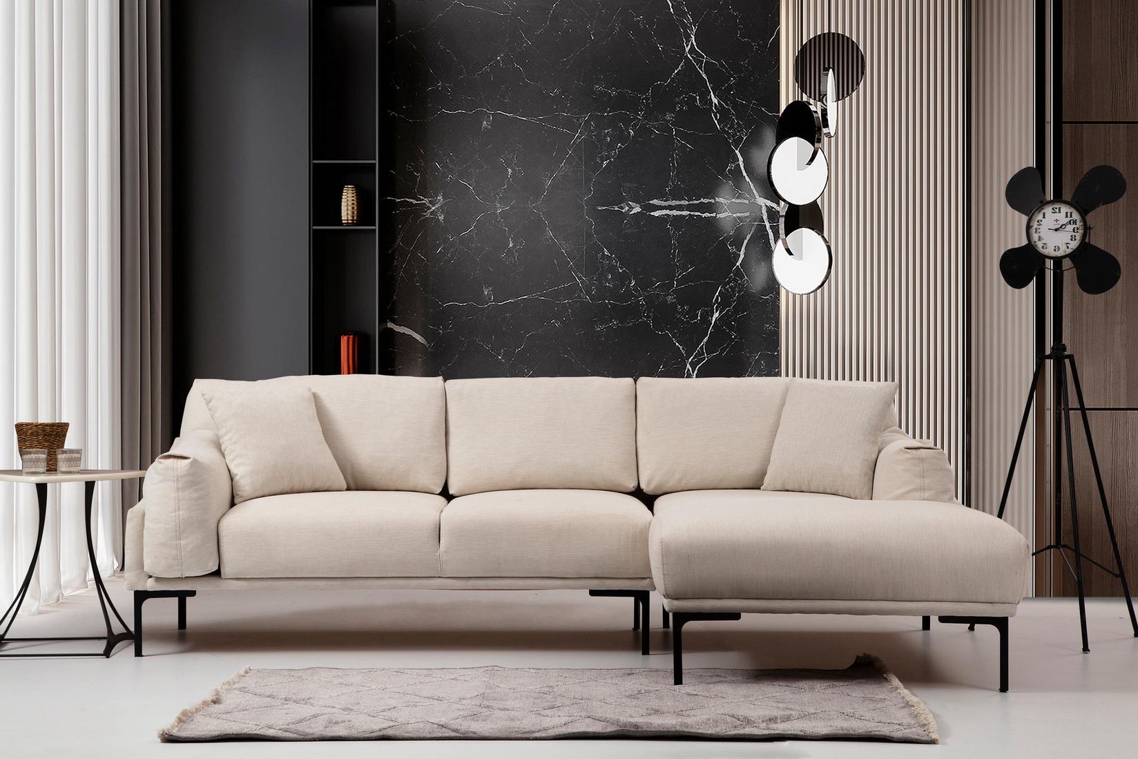 Atelier del Sofa Kutna garnitura Leo 90x65x255cm Krem