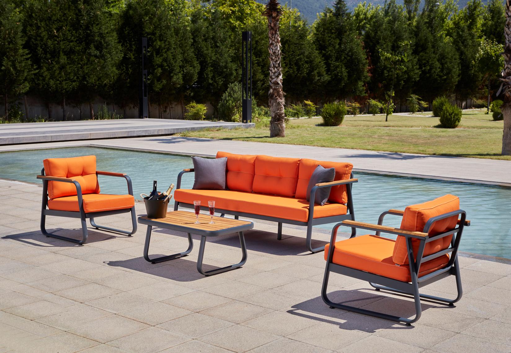 Hanah Home Vrtni namještaj Rio 185x81x80cm Narandžasta