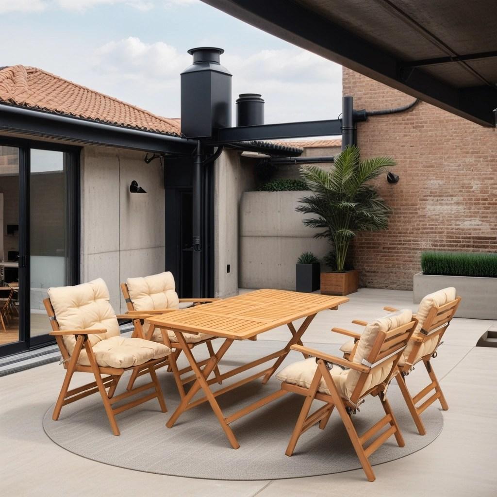 Hanah Home Garden set stol i 4 stolice bež