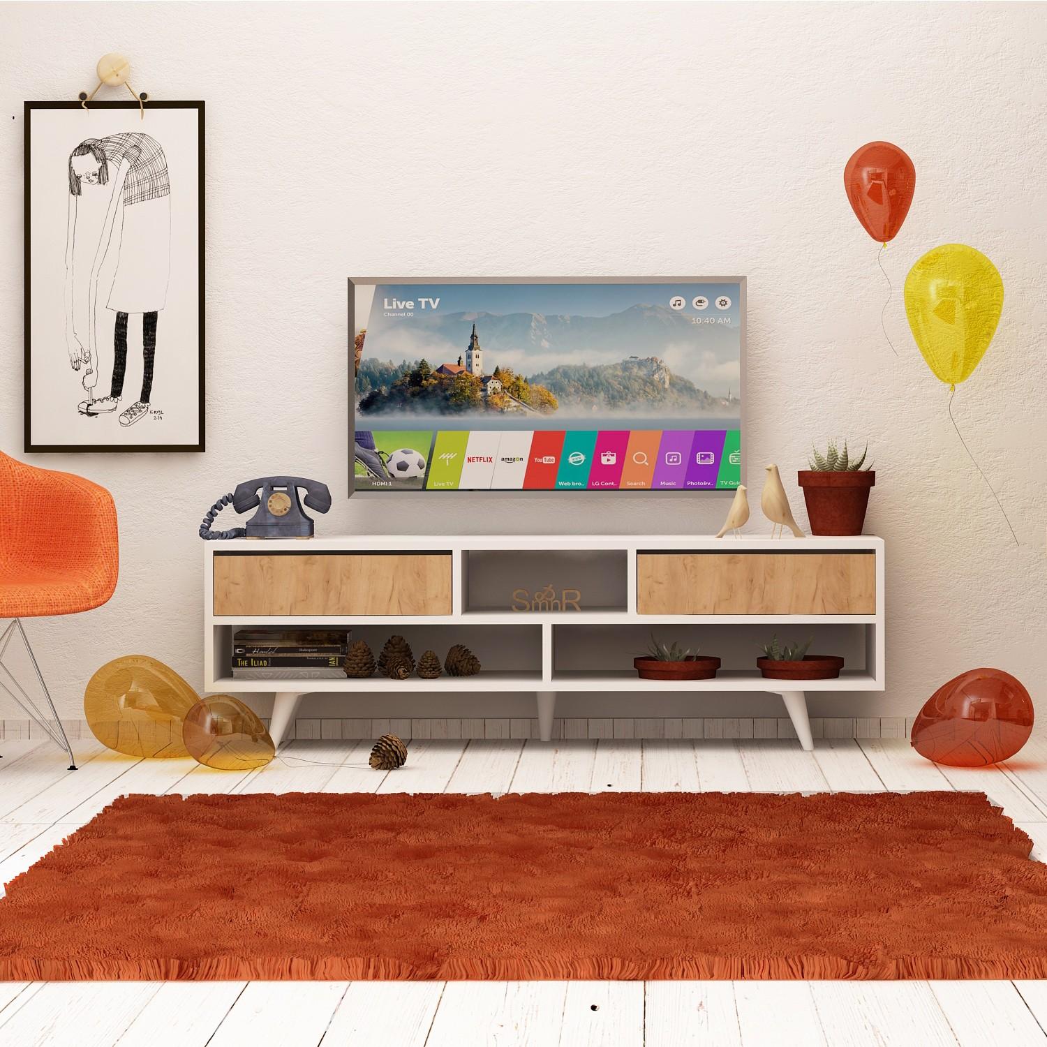 Hanah home TV komoda Angola hrast-bijela