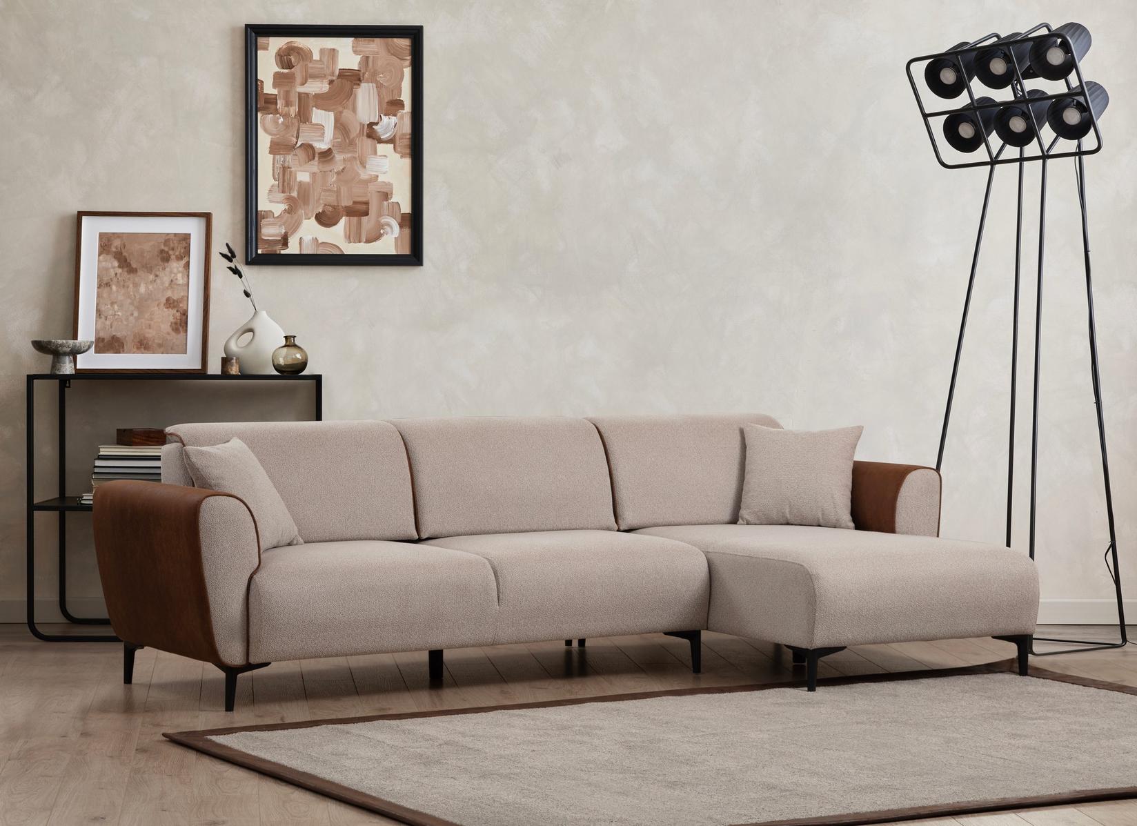 Atelier del Sofa Kutna garnitura Aren 145x43x206cm Bež-Cimet
