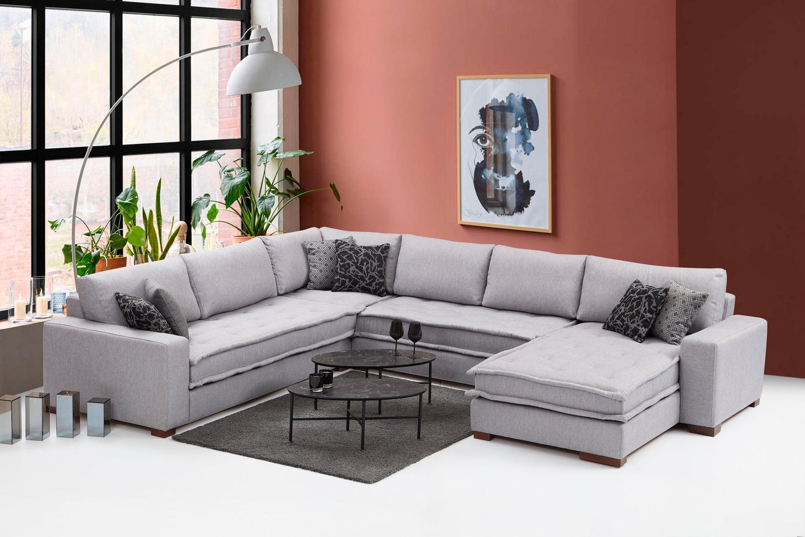 Atelier del Sofa Kutna garnitura Lena 94x85x296cm Svijetlo siva