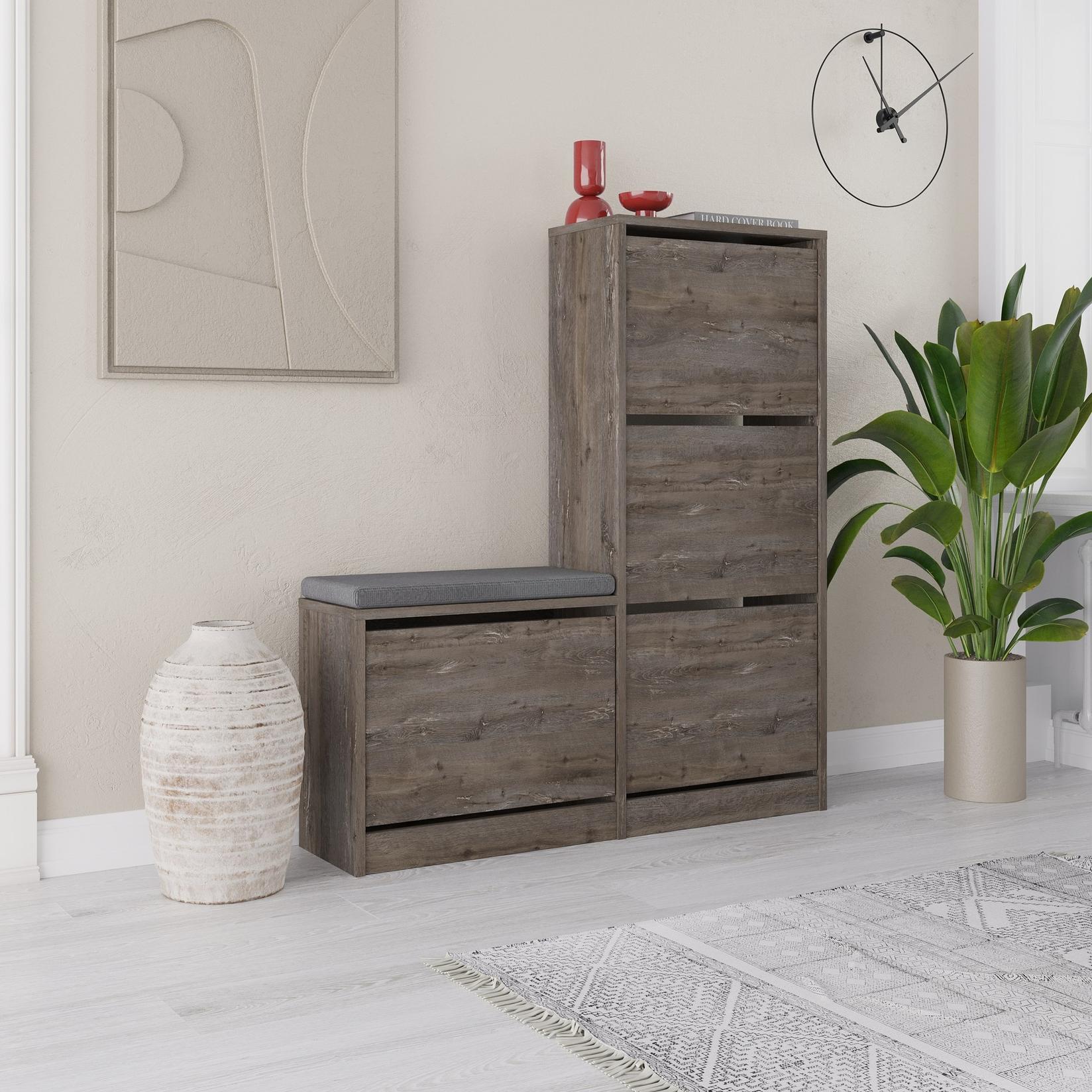 Hanah home Stalak za cipele 105x118,5x26cm Tamnosmeđa