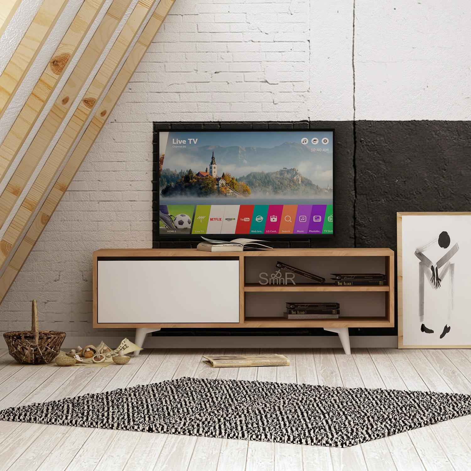 Hanah home TV komoda Maku hrast-bijela