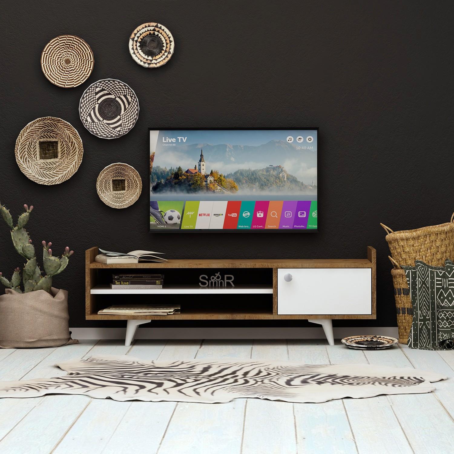 Hanah home TV komoda Ticaba hrast-bijela