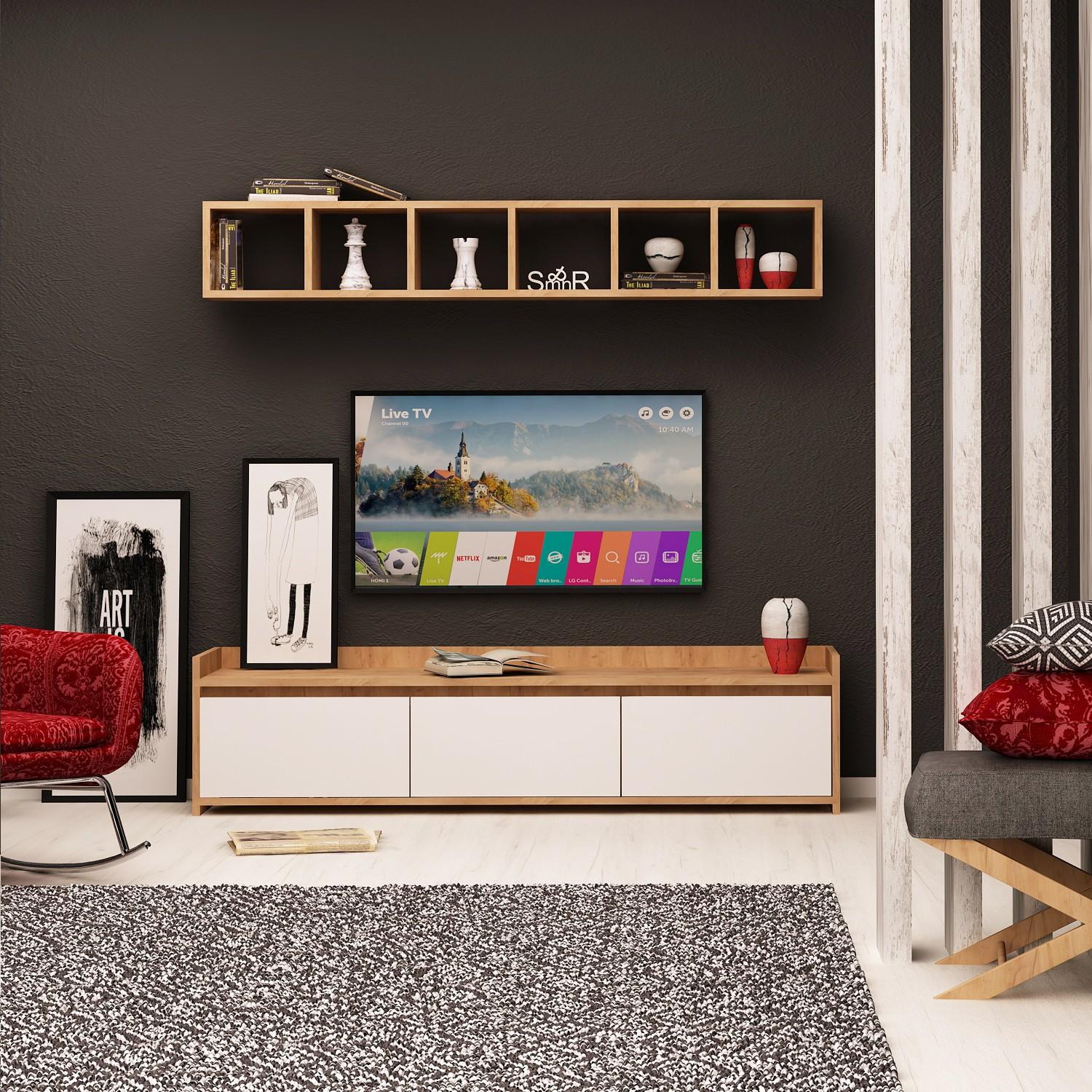 Hanah home TV komoda hrast-bijela