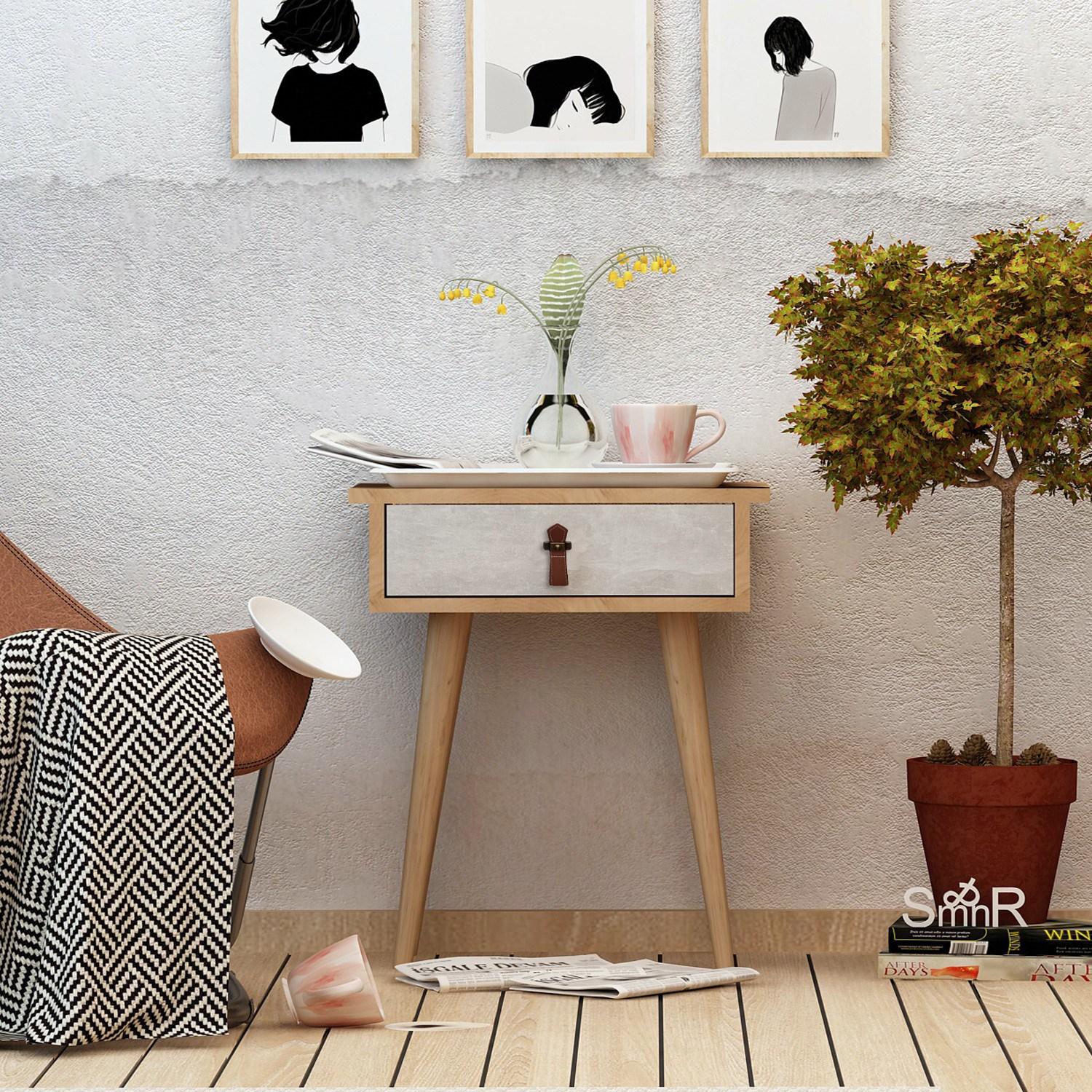 Hanah home Polica 40x65,6x35cm Hrast-Bijela