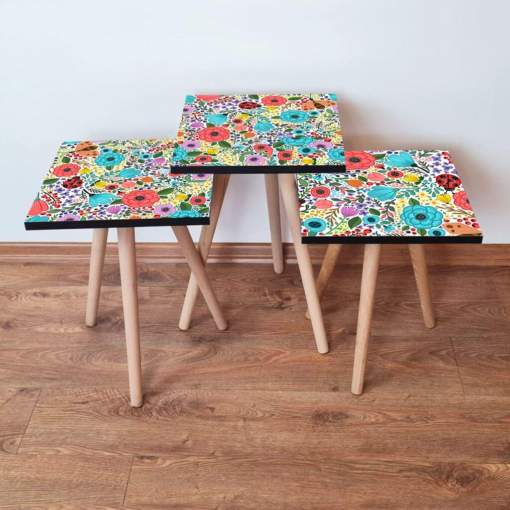 Hanah Home set stolića za kafu 3Shp4, 3 dijela, šareni