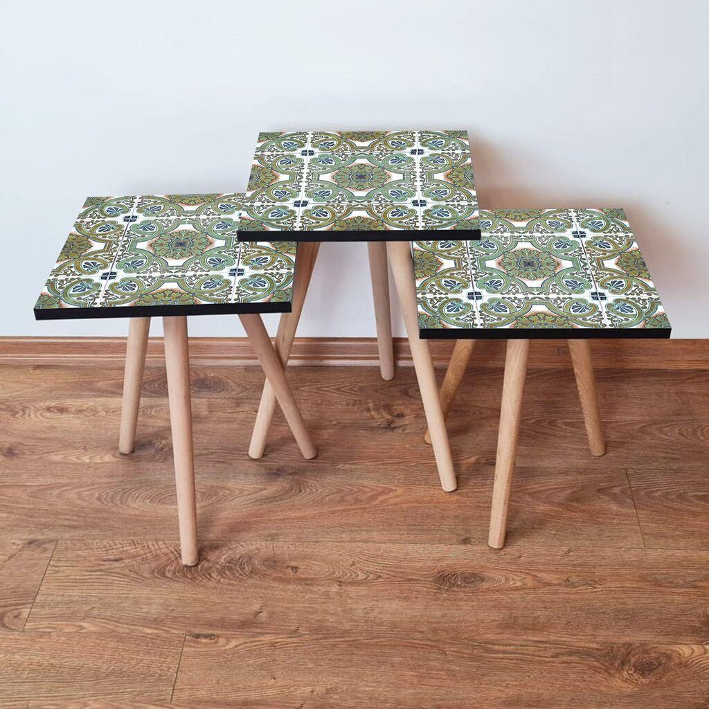 Hanah Home Set klub stolića 3Shp39, 3 dijela, Šareni