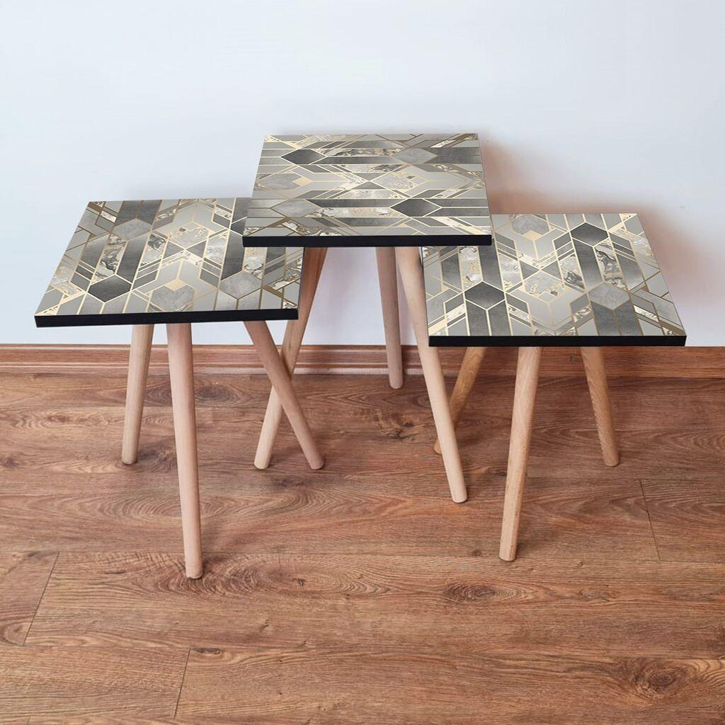 Hanah Home set stolića za kafu 3Shp134, 3 dijela, šareni