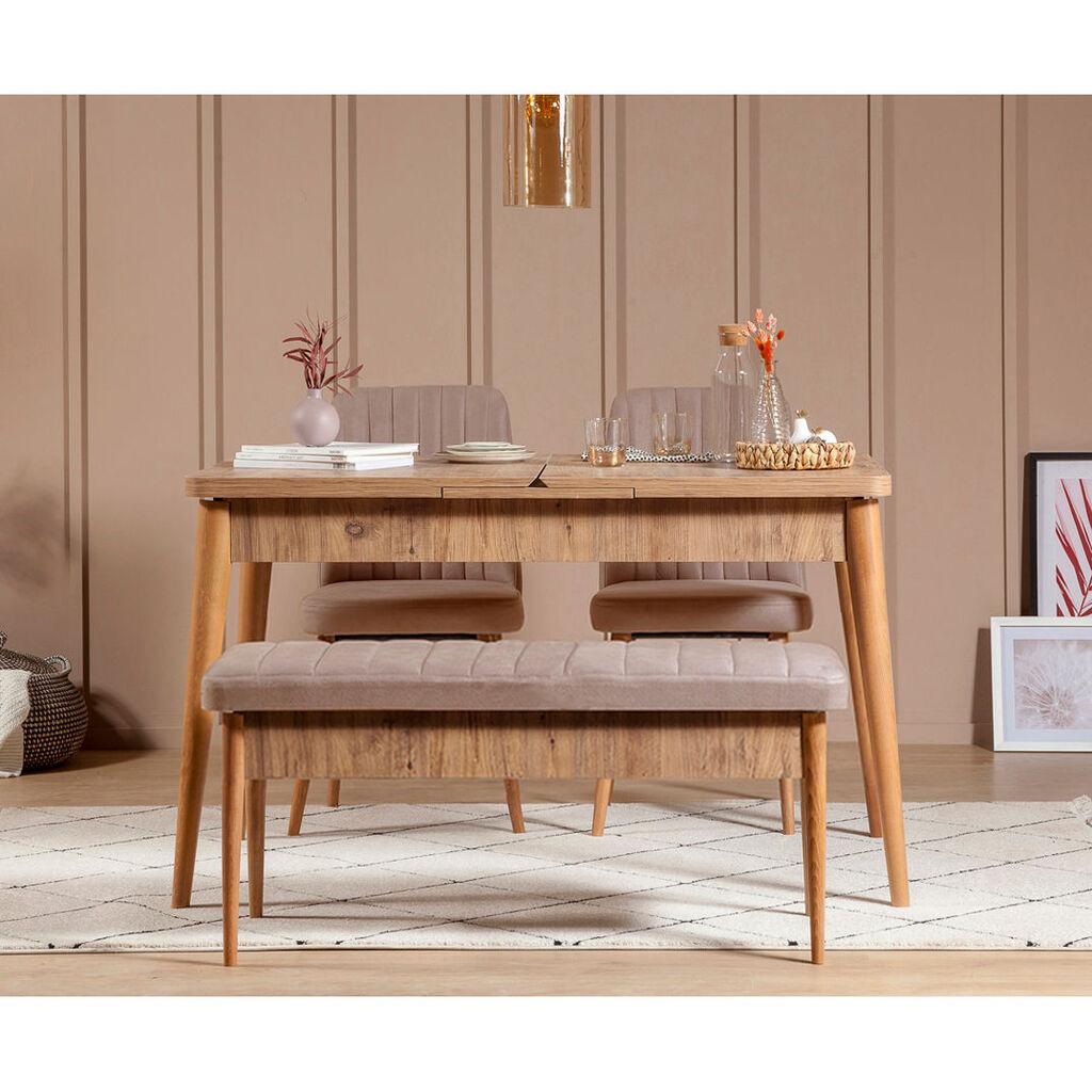 Hanah Home Trpezarijski sto i stolice Vina 0900, 130x77x80 cm, Hrast