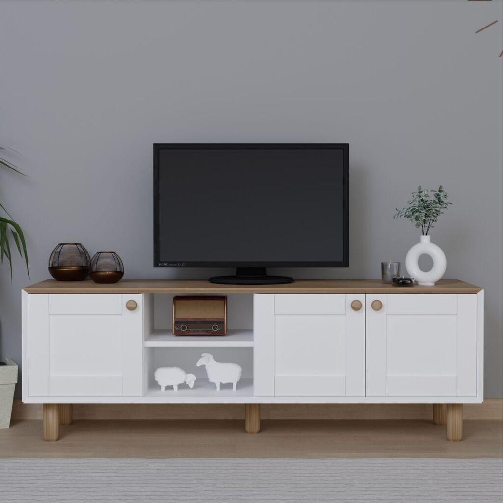 Hanah Kućna TV komoda, boemski stil, 1600-83, 160x56x40 cm, bijela