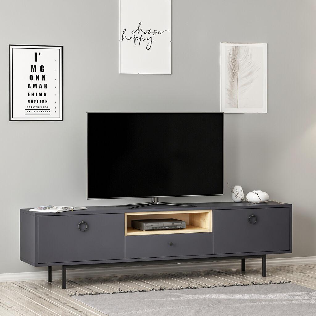 Hanah Home TV komoda Natural, 180x48x35 cm, antracit