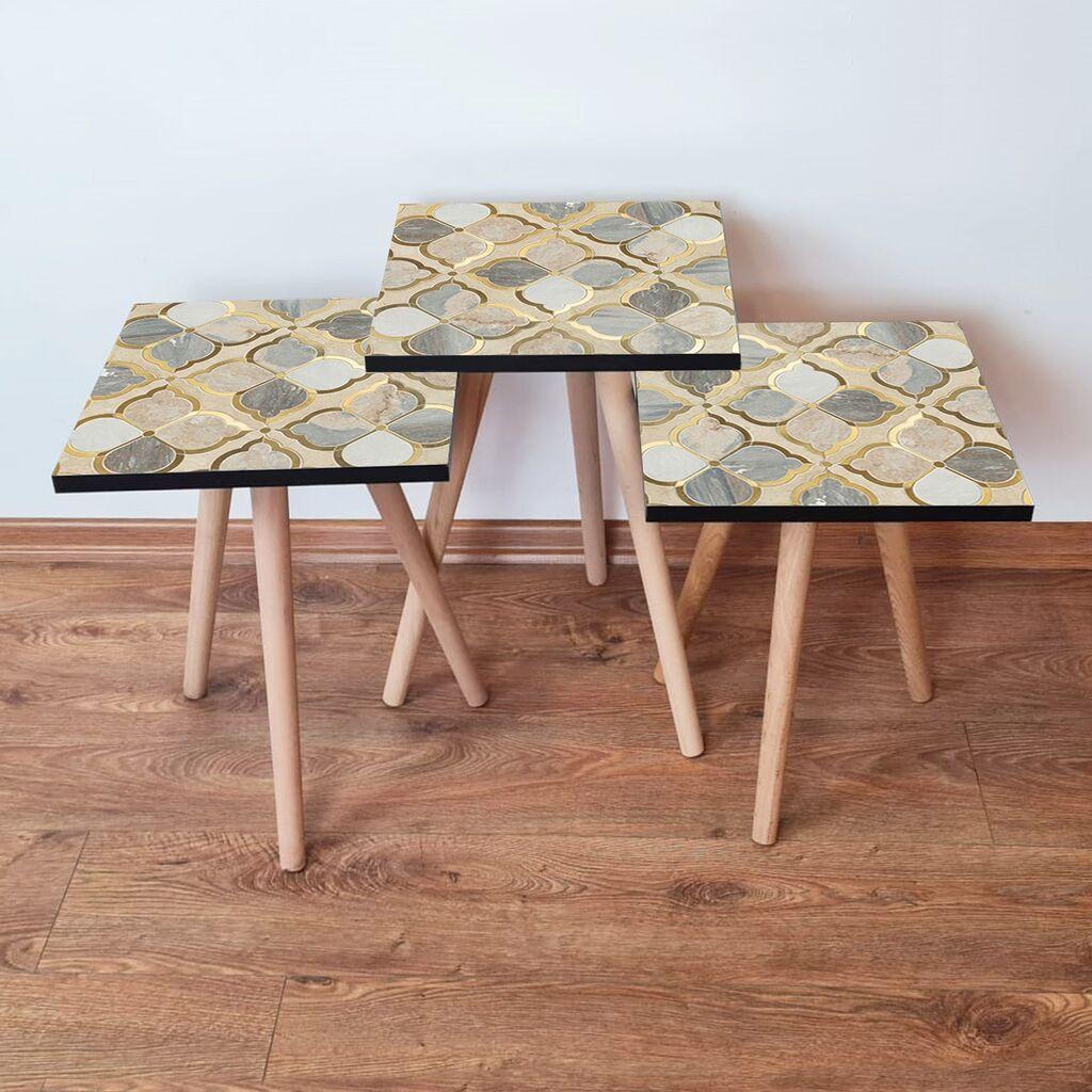 Hanah Home set stolića za kafu 3Shp136, 3 dijela, šareni