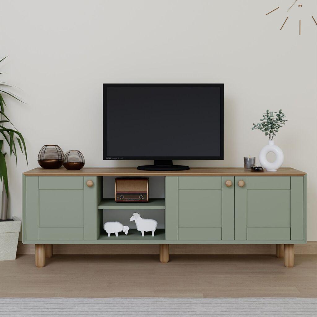 Hanah Kućna TV komoda, boemski stil 1600-84, 160x56x40 cm, zelena