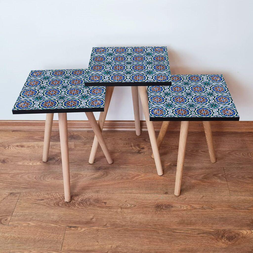 Hanah Home Club set stolića za kafu 3Shp50, 3 dijela, šareni