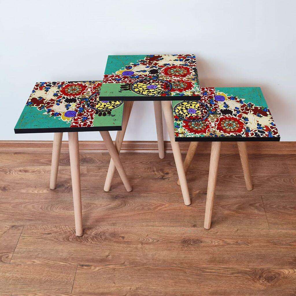 Hanah Home set stolića za kafu 3Shp56, 3 dijela, šareni