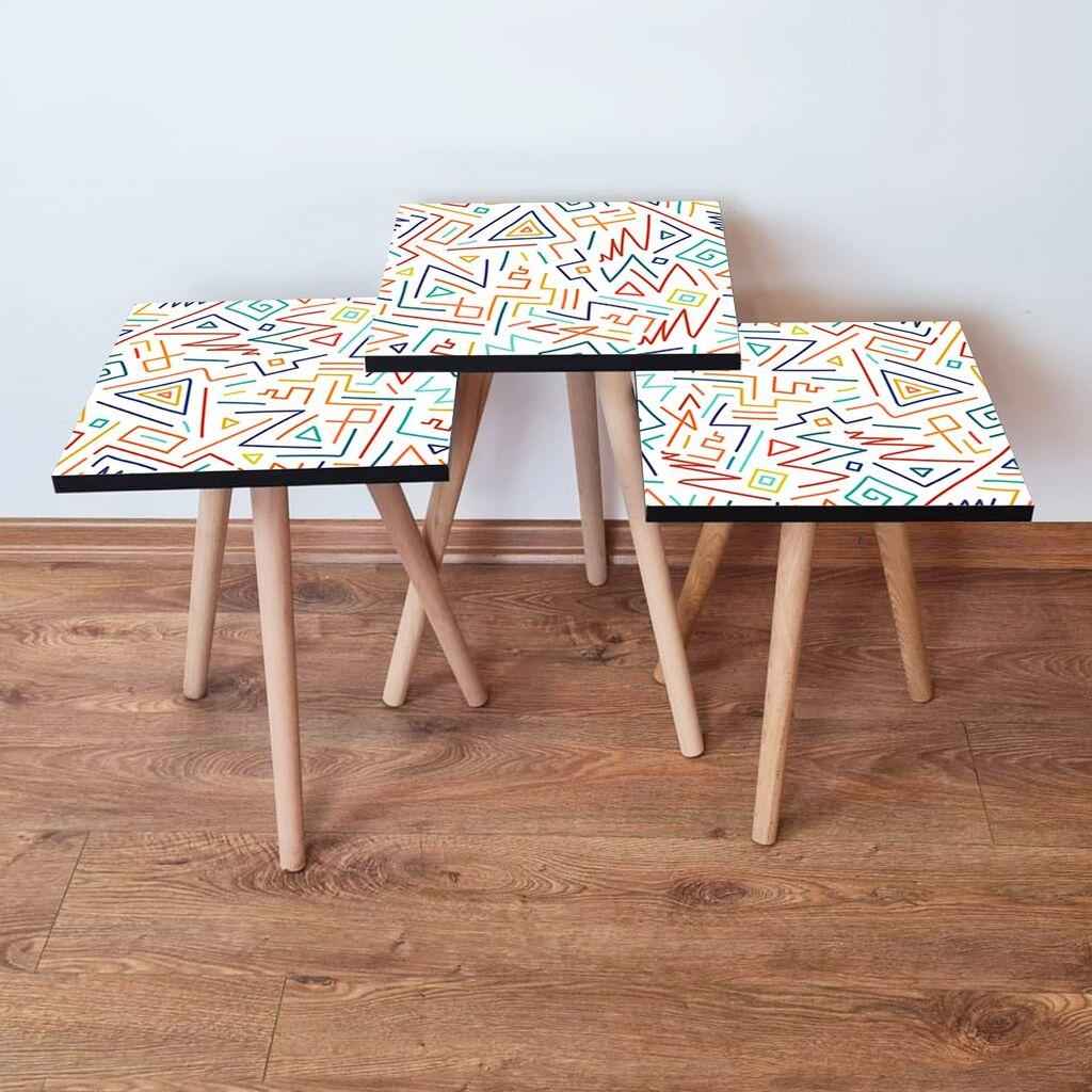 Hanah Home set stolića za kafu 3Shp216, 3 dijela, šareni