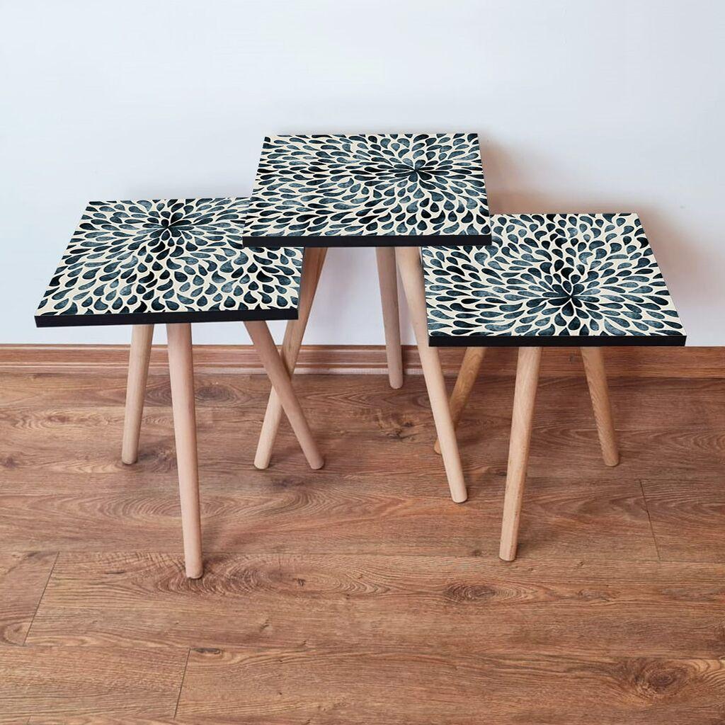 Hanah Home Set klub stolića 3Shp54, 3 dijela, Šareni