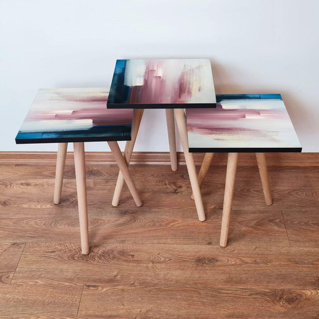 Hanah Home Club set stolića za kafu 3Shp95, 3 dijela, Šareni