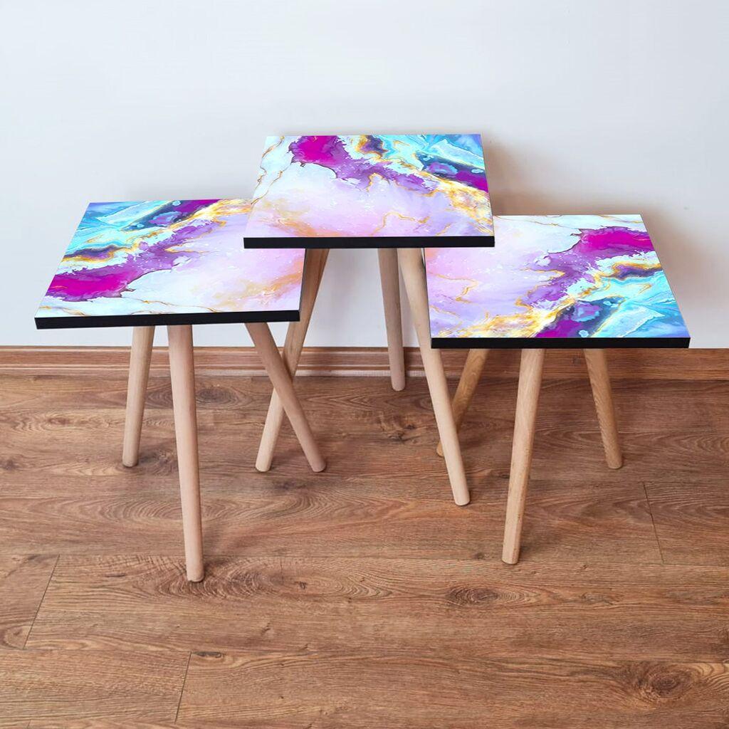 Hanah Home set stolića za kafu 3Shp195, 3 dijela, šareni