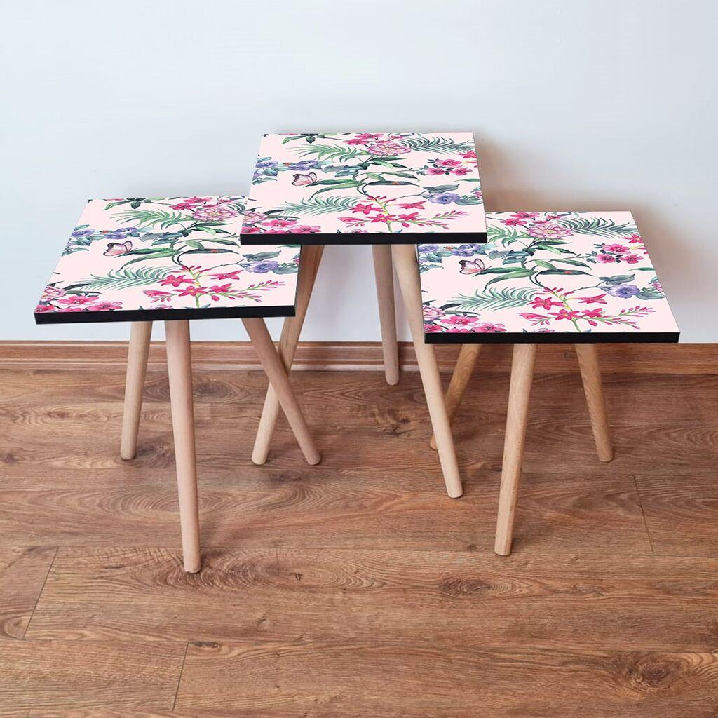 Hanah Home set stolića za kafu 3Shp191, 3 dijela, šareni