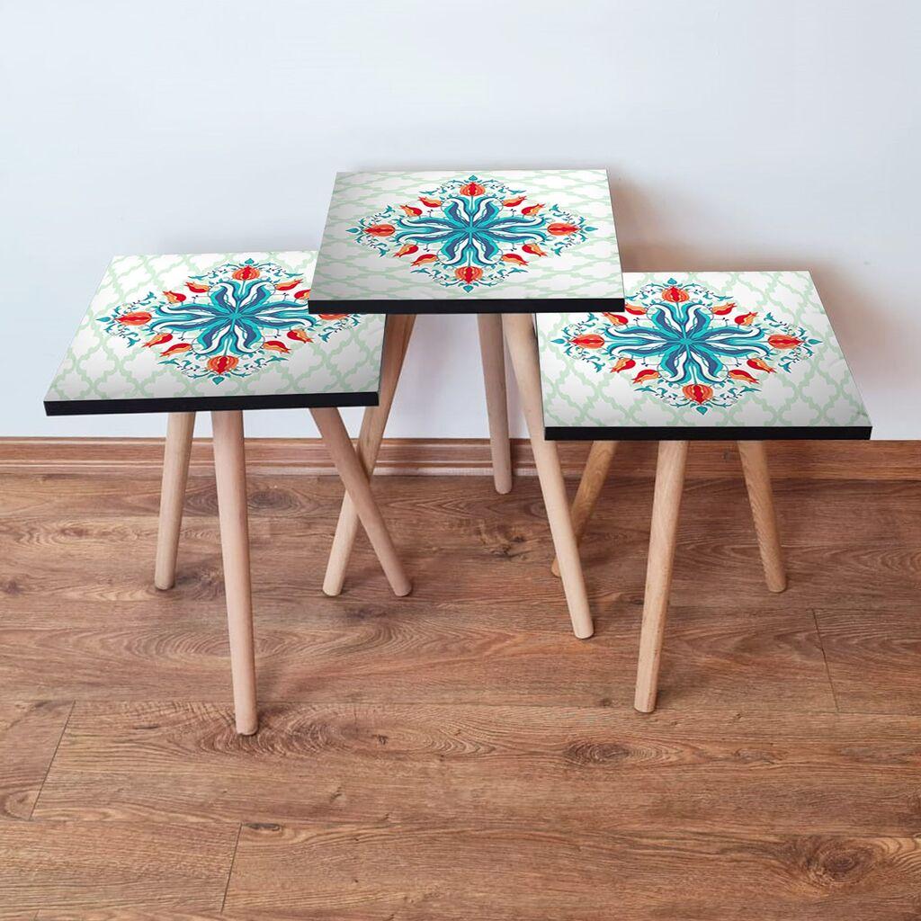 Hanah Home set stolića za kafu 3Shp143, 3 dijela, šareni