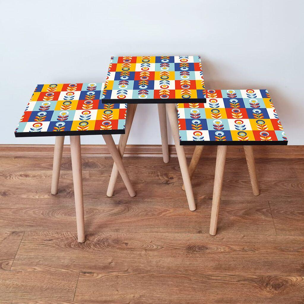 Hanah Home set stolića za kafu 3Shp375, 3 dijela, šareni