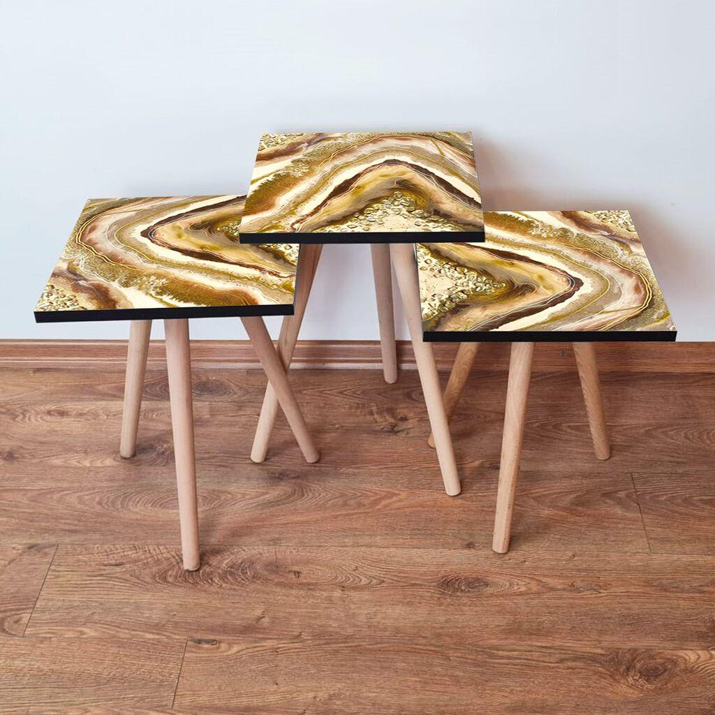 Hanah Home set stolića za kafu 3Shp295, 3 dijela, šareni