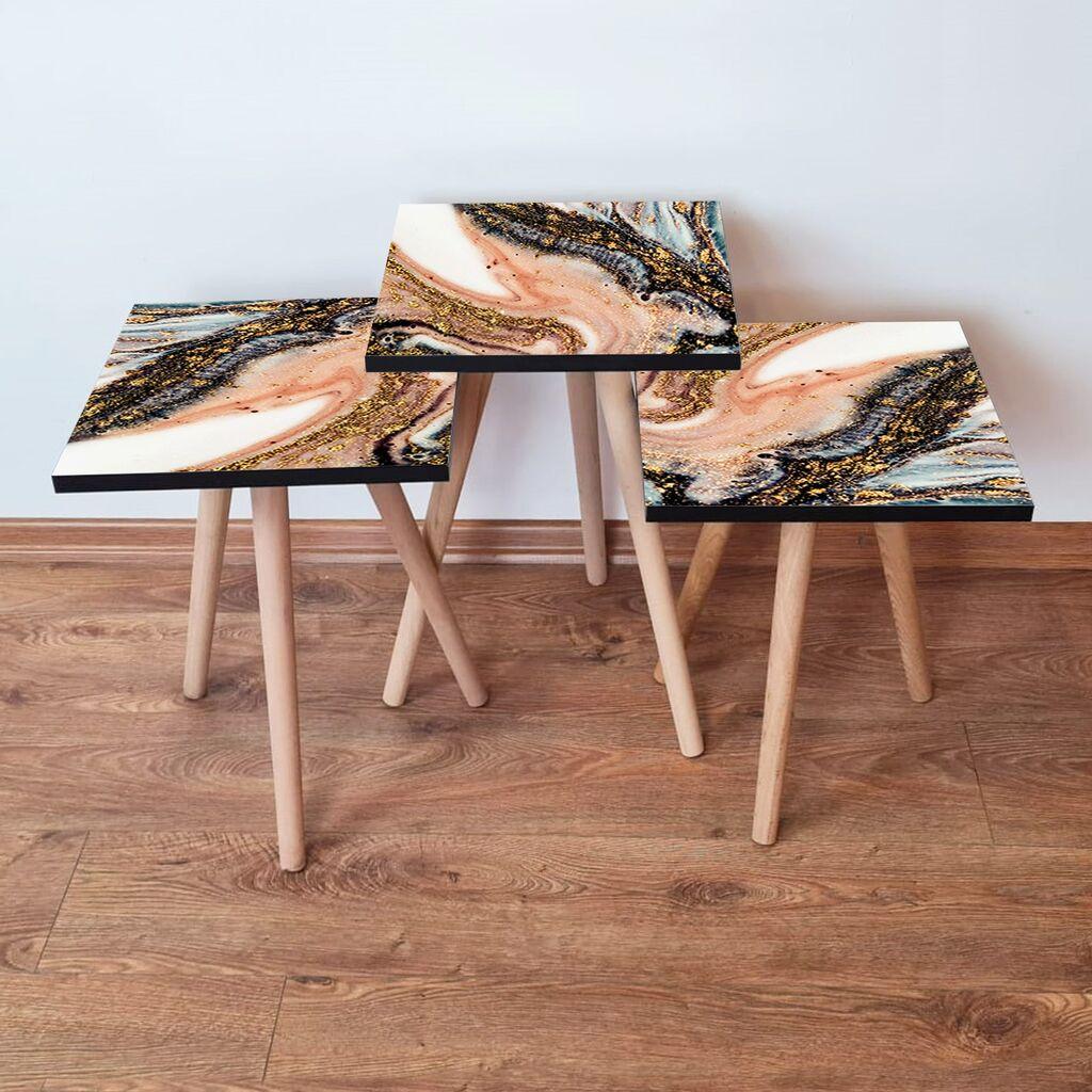 Hanah Home set stolića za kafu 3Shp147, 3 dijela, šareni