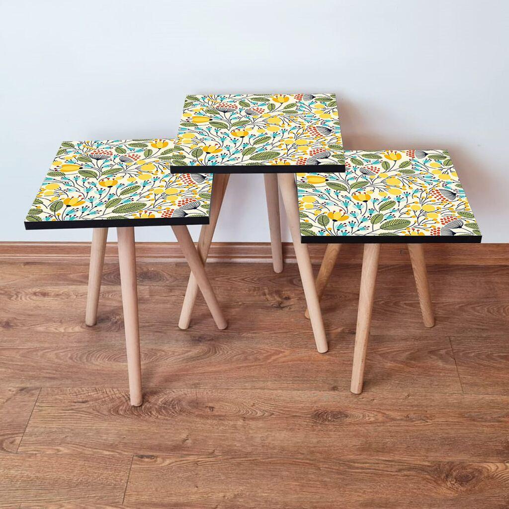 Hanah Home set stolića za kafu 3Shp201, 3 dijela, šareni