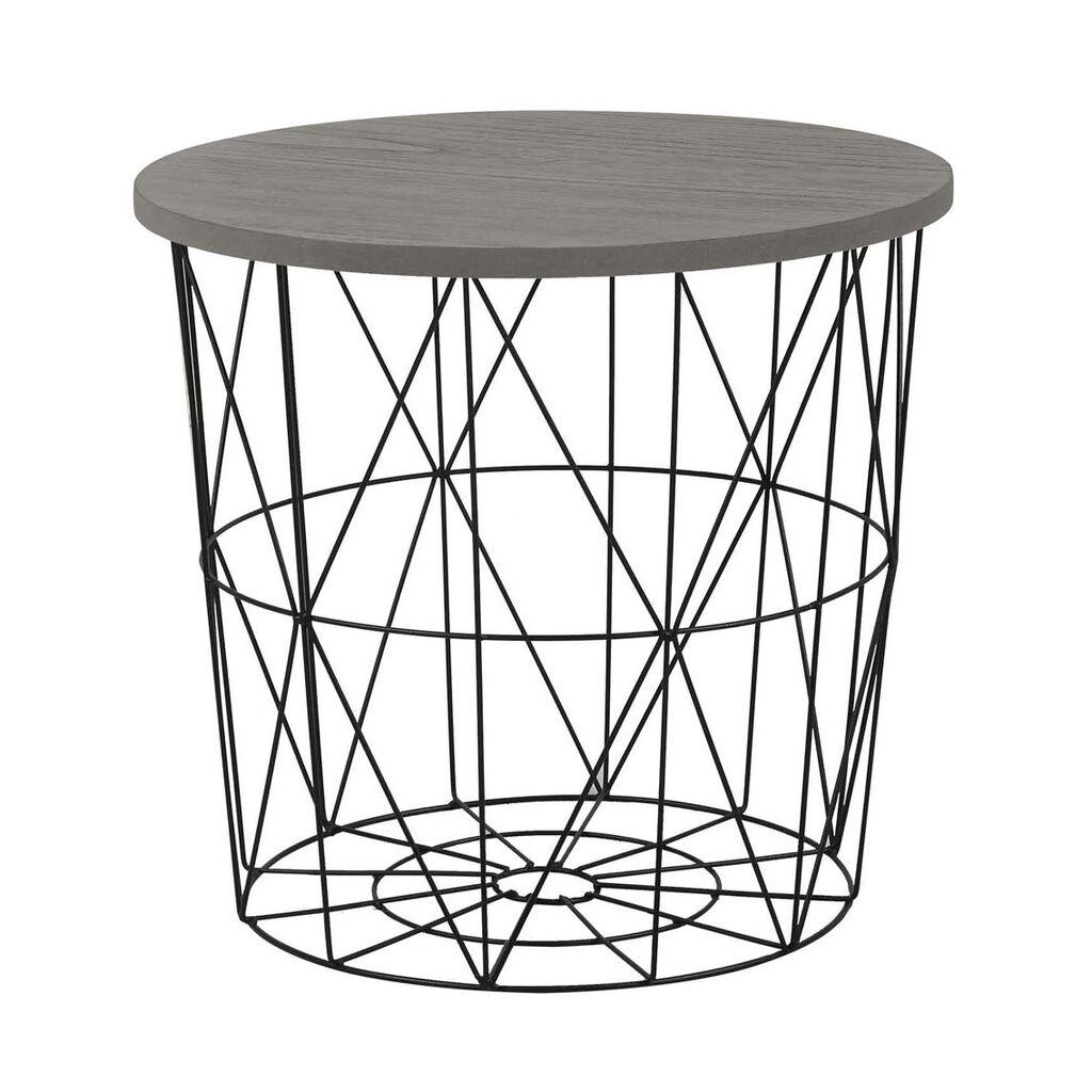 Klub stolić 9590017 od crnog metala sa sivom MDF pločom