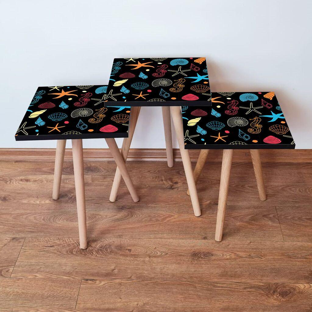 Hanah Home set stolića za kafu 3Shp376, 3 dijela, šareni