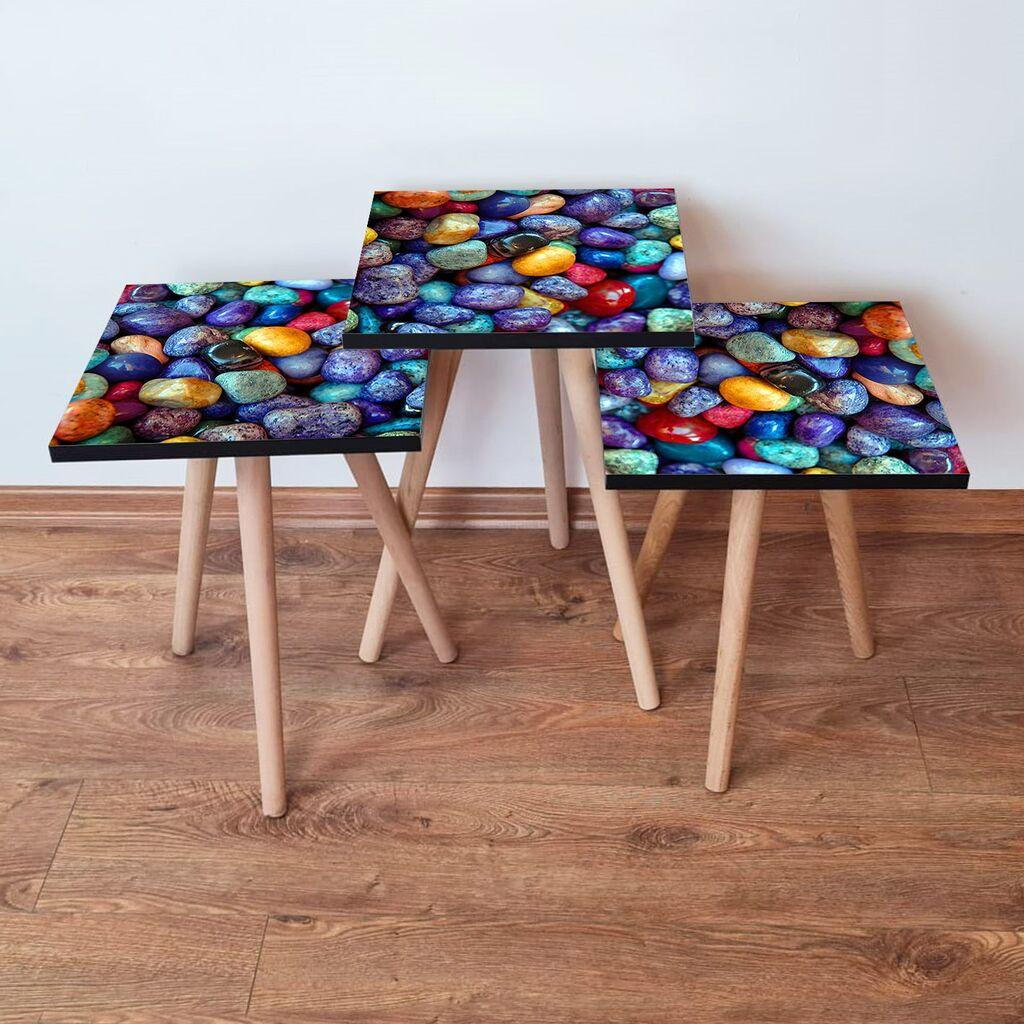 Hanah Home set stolića za kafu 3Shp18, 3 dijela, šareni