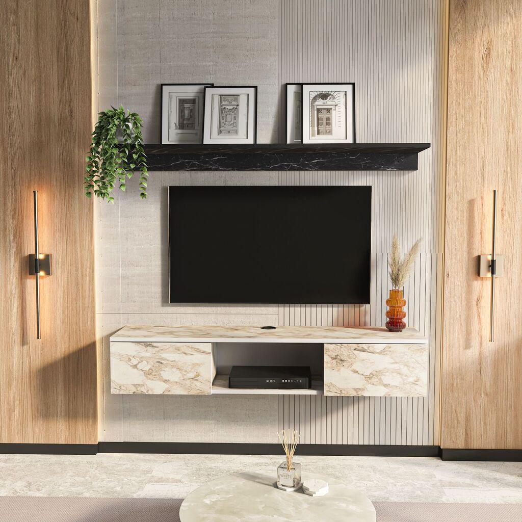 Hanah Kućna TV komoda Elia, 140x25,6x32 cm, Bijela