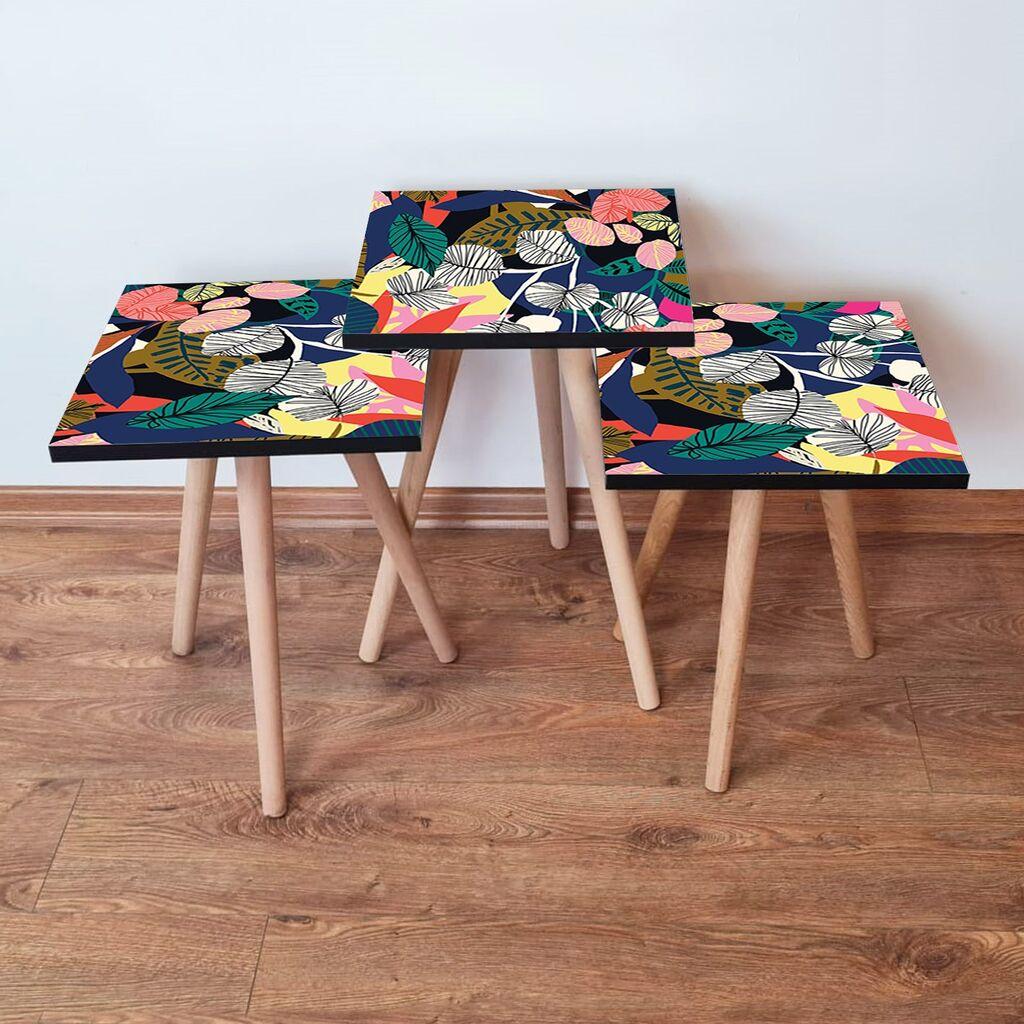 Hanah Home set stolića za kafu 3Shp209, 3 dijela, šareni