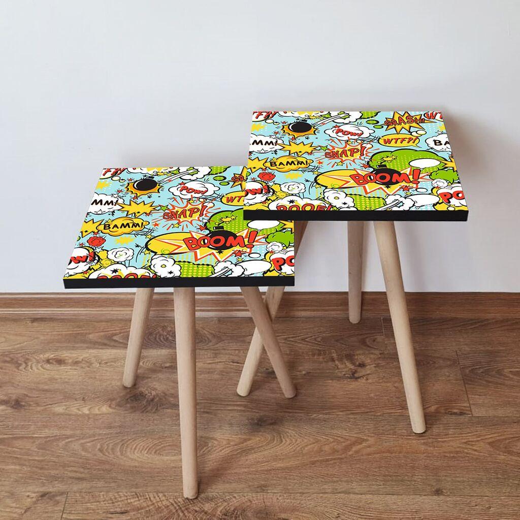 Hanah Home set stolića za kafu 2Shp11, 2 dijela, šareni