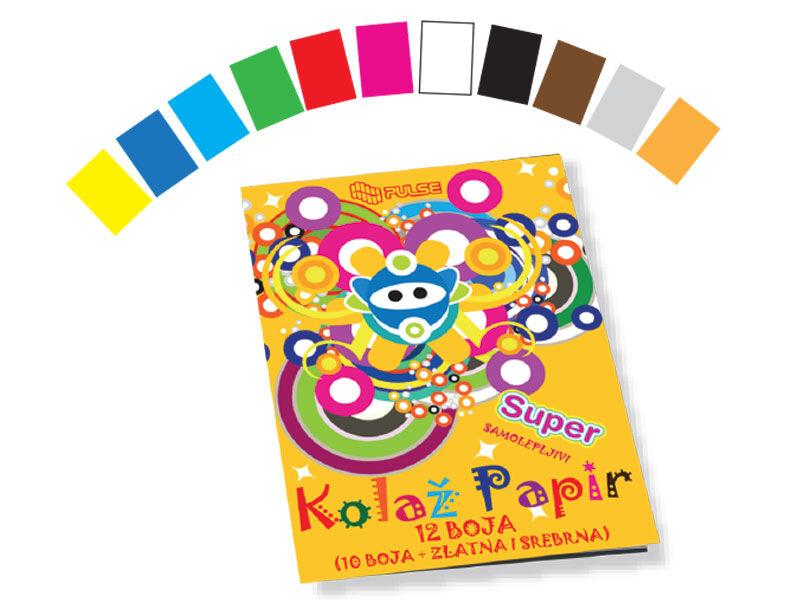 Pulse Kolaž papir, B5, 12 Boja