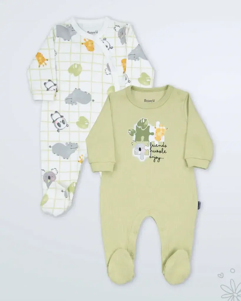 Miniworld Set bodija za bebe Friends Jungle, 2 Komada, Šareni