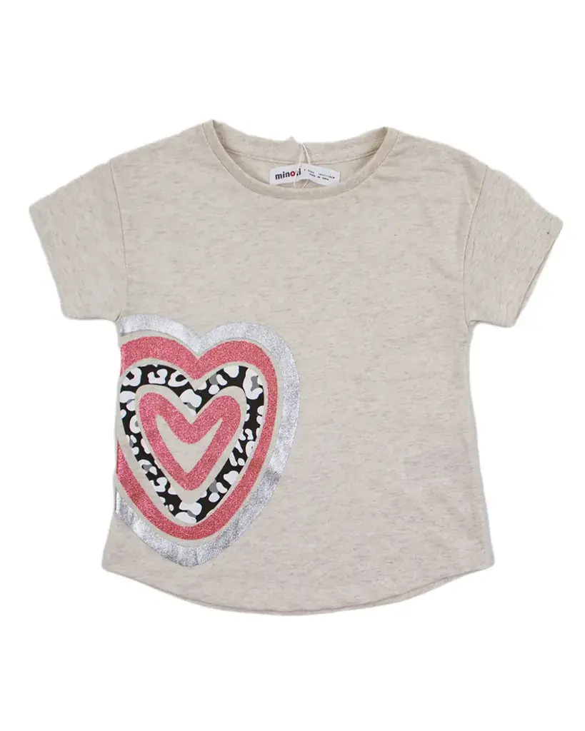 Minoti Majica za djevojčice Sparkly Heart, Bež