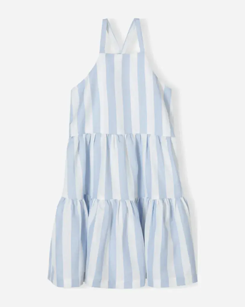 Minoti Haljina za djevojčice, Plavo-Bijela